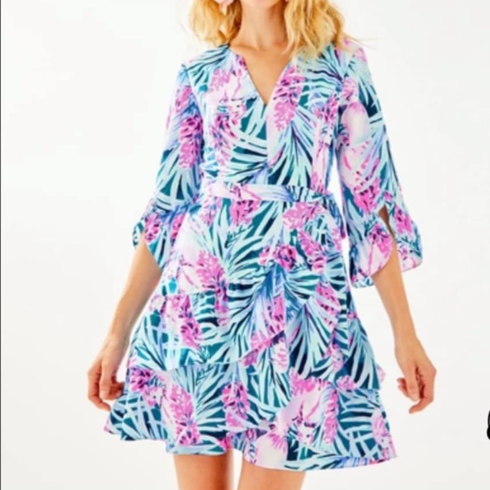 Lilly Pulitzer Blue and Pink Tropical Dress - Picture 1 of 8